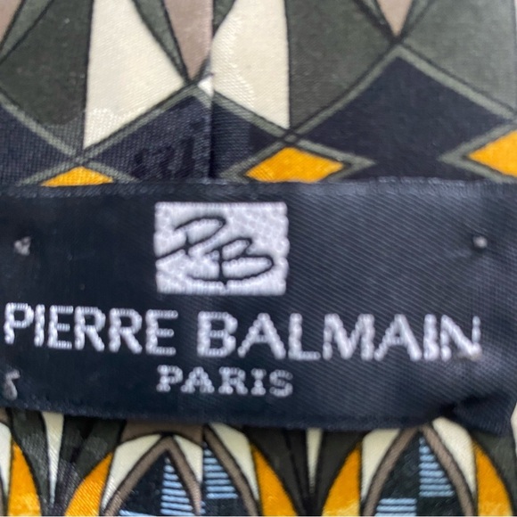 Pierre Balmain Tie Paris Silk Hand Made Tipp Bar Tac Pull String 58x4 Black Gold - Picture 6 of 10